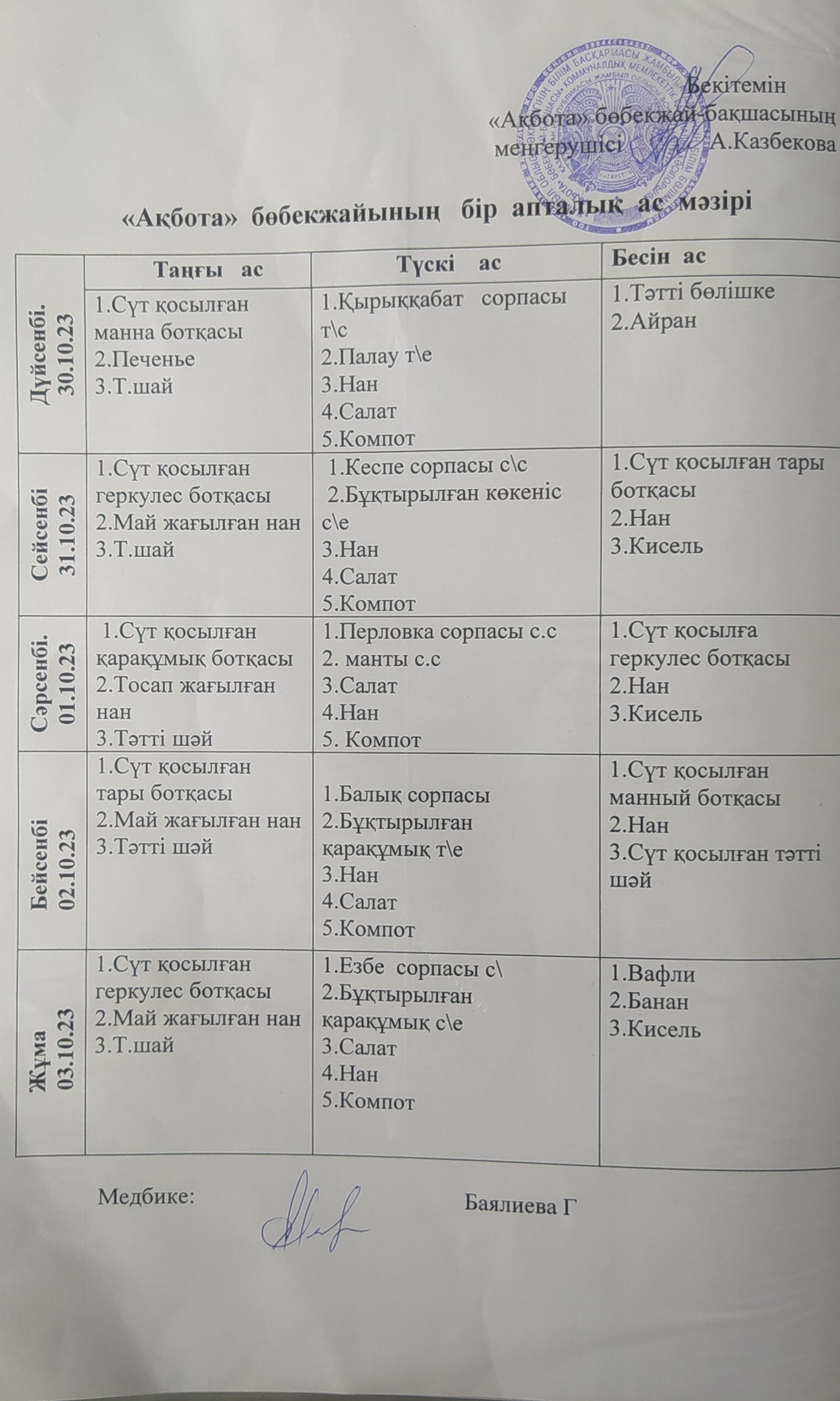 Ас мәзірі