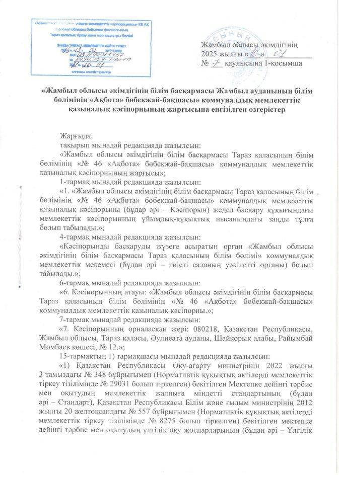 жарғы қосымша 2025